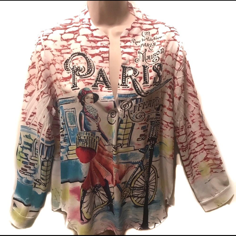Joo Bee U.S.A. Bling Paris Embellished Top Blouse